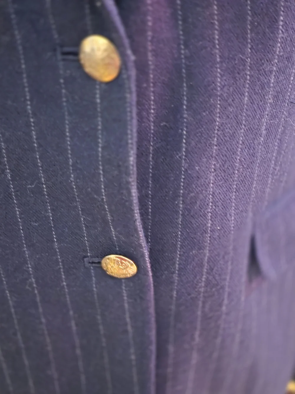 J. Crew Navy Pinstripe Blazer with Gold Buttons